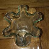 Glass vase with pewter floral decor