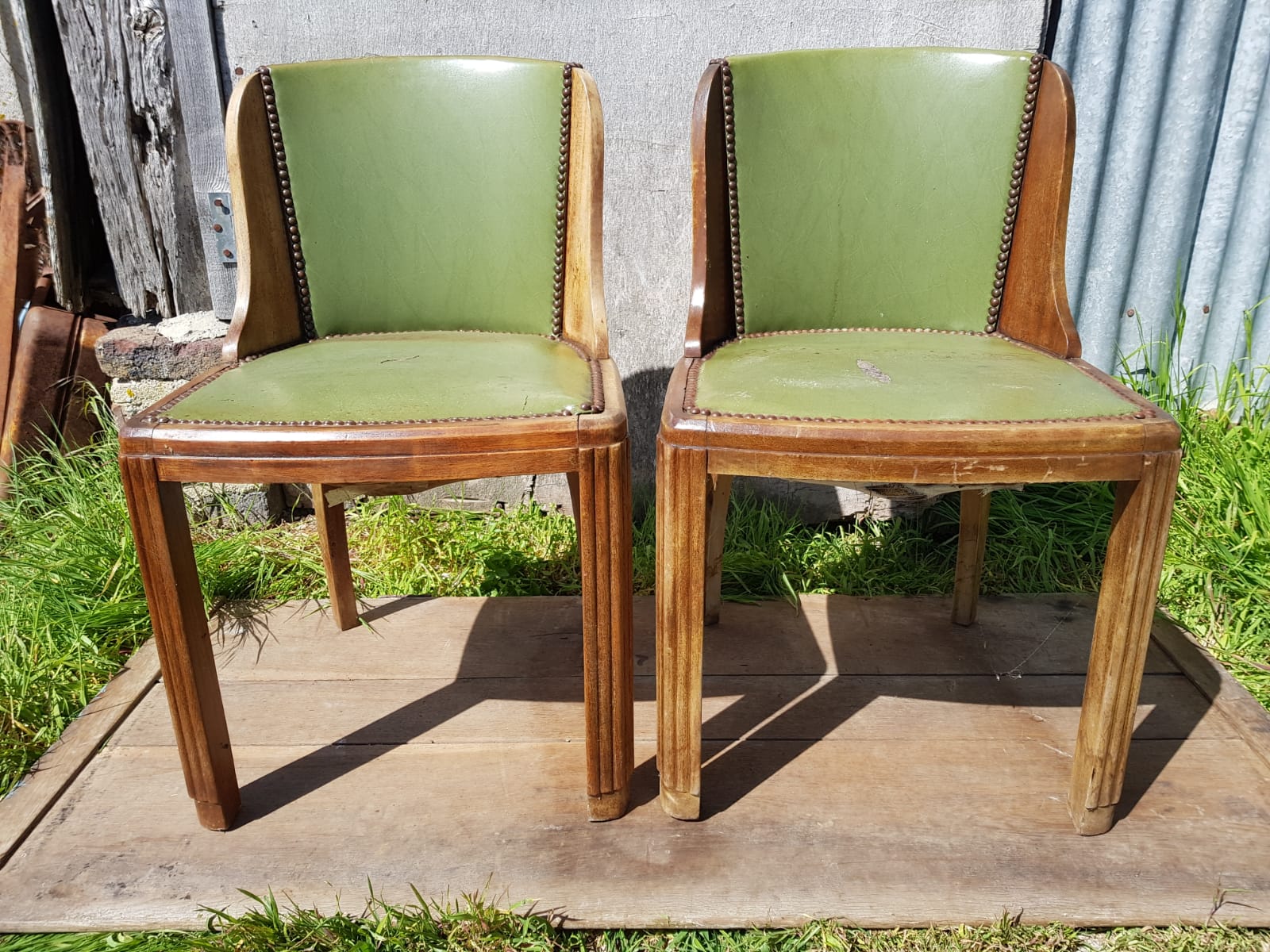 Pair old chairs wood
