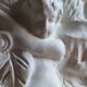 Angel Vase in White Plaster, Vintage Planter with Cherub and Flower Motif