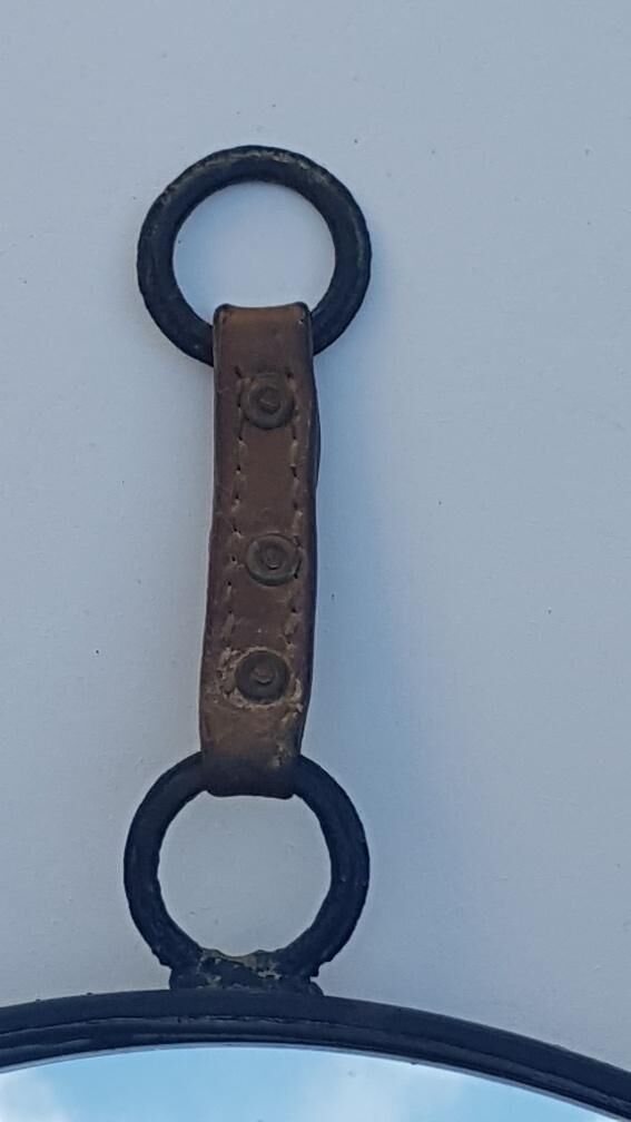 Round mirror wrought iron years 50 brutalist 50x50cm