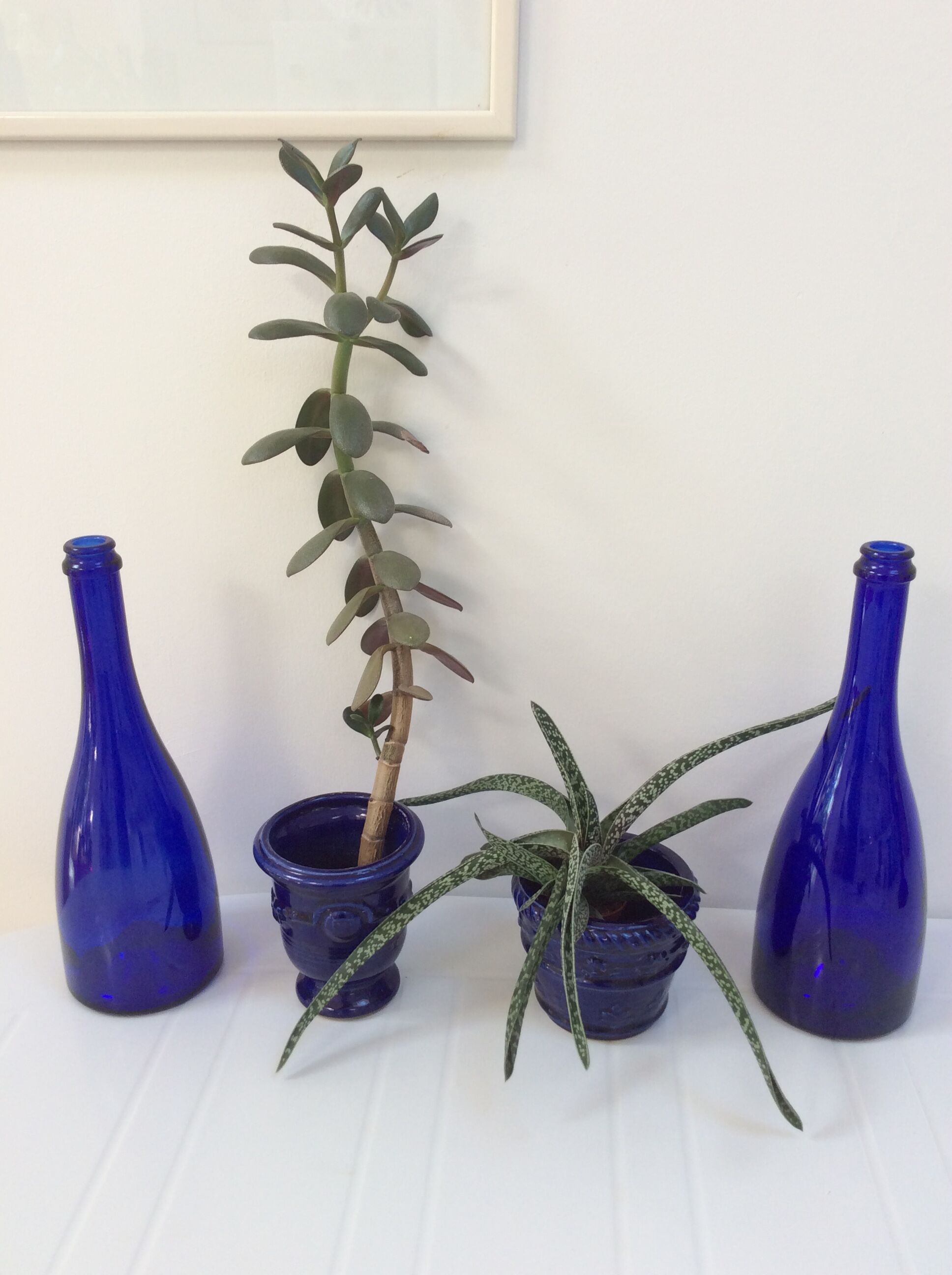 Lot of 2 old planters blue