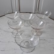 Lot of 6 crystal champagne glasses engraved 30s