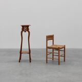 Art Deco tall pedestal in oak with 2 levels, France ca. 1915