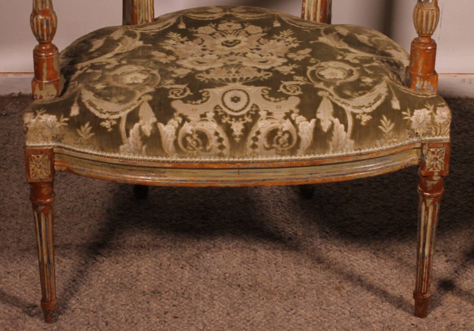 Pair of Louis XVI-style cabriolet armchairs – 18th century
