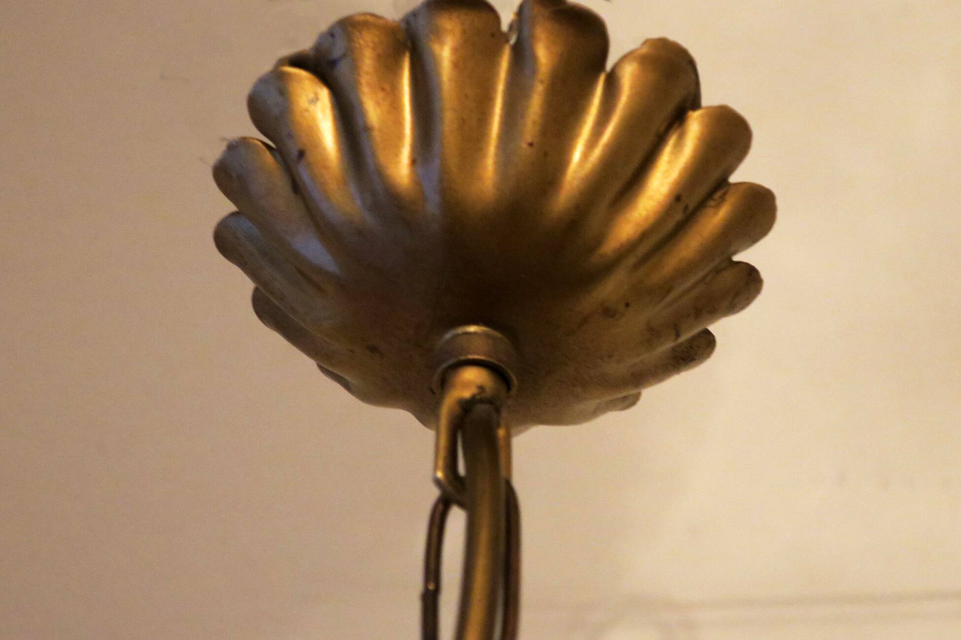 Gold plated tole wheatsheaf chandelier by Hans Kögl, 1960s