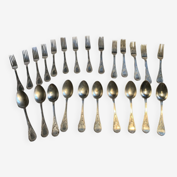 Set of hallmarked silver-plated spoons and forks