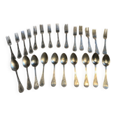 Set of hallmarked silver-plated spoons and forks