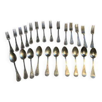 Set of hallmarked silver-plated spoons and forks