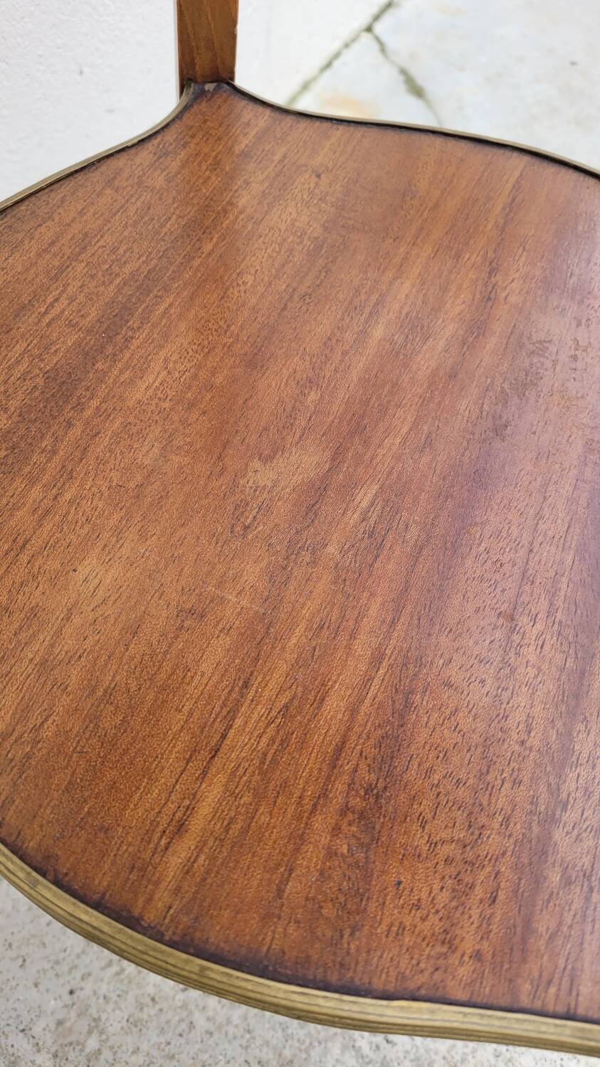 Selette pedestal side table Louis XV style with decorated marquetry and rosewood - 1900s