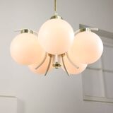 Mid-century modern Italian Brass and Opaline Chandelier