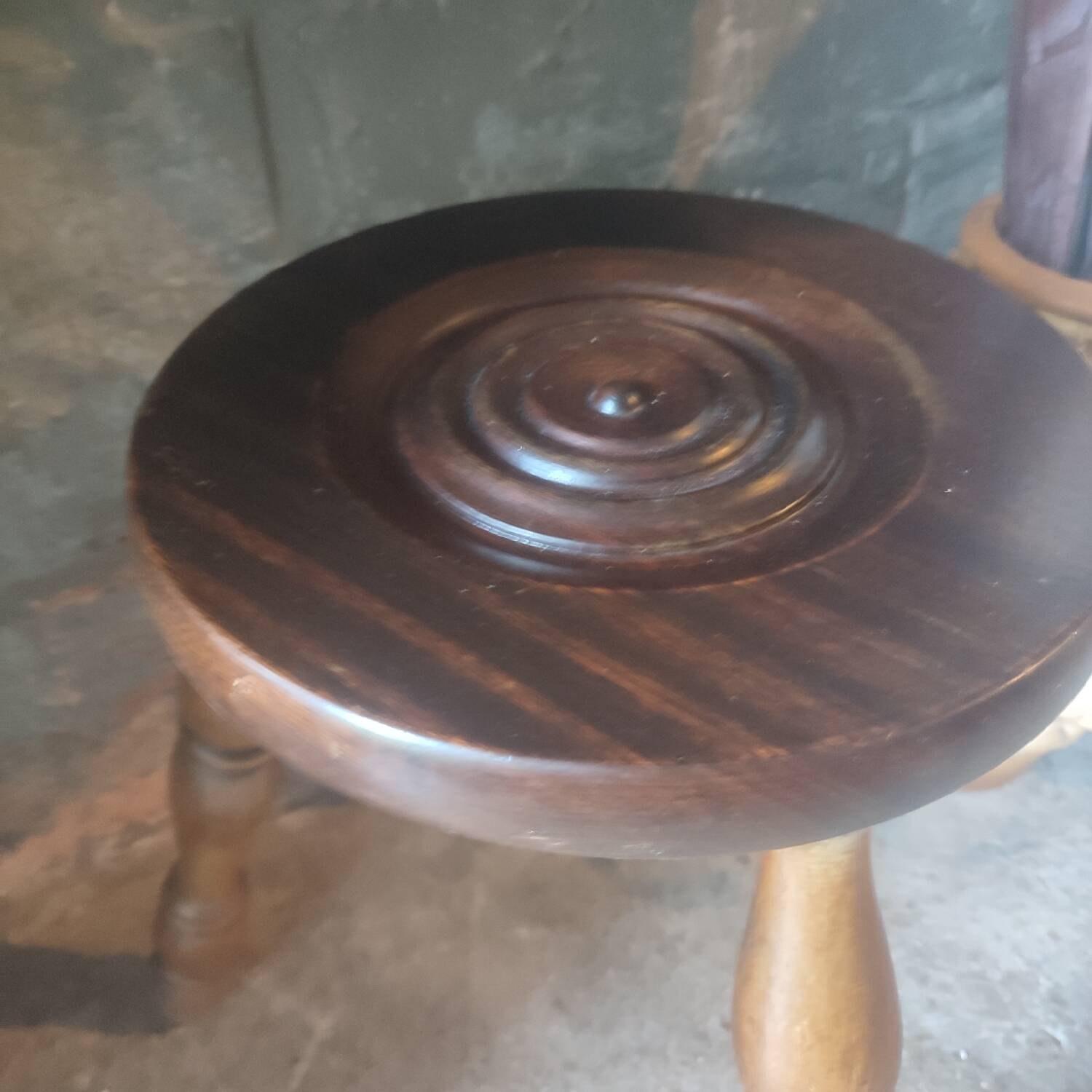 Vintage solid wood tripod stool