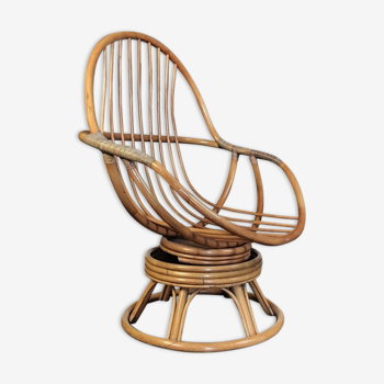 Fauteuil de paon en osier du siècle 70s