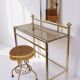 Coiffeuse vanity vintage en laiton avec tabouret