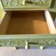 Pair of vintage carved wooden bedside tables – Sunny yellow finish