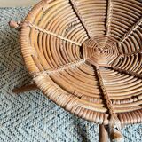 Rattan and wood stool