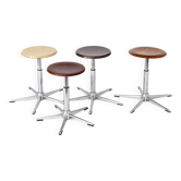 Ensemble de 4 tabourets industriels vintage des années 1970, tabourets réglables en chrome.