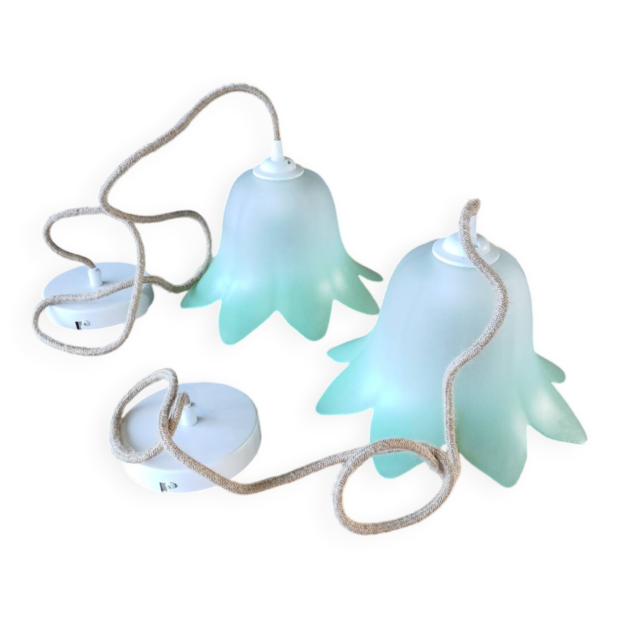 Pair of vintage tulip pendant lights