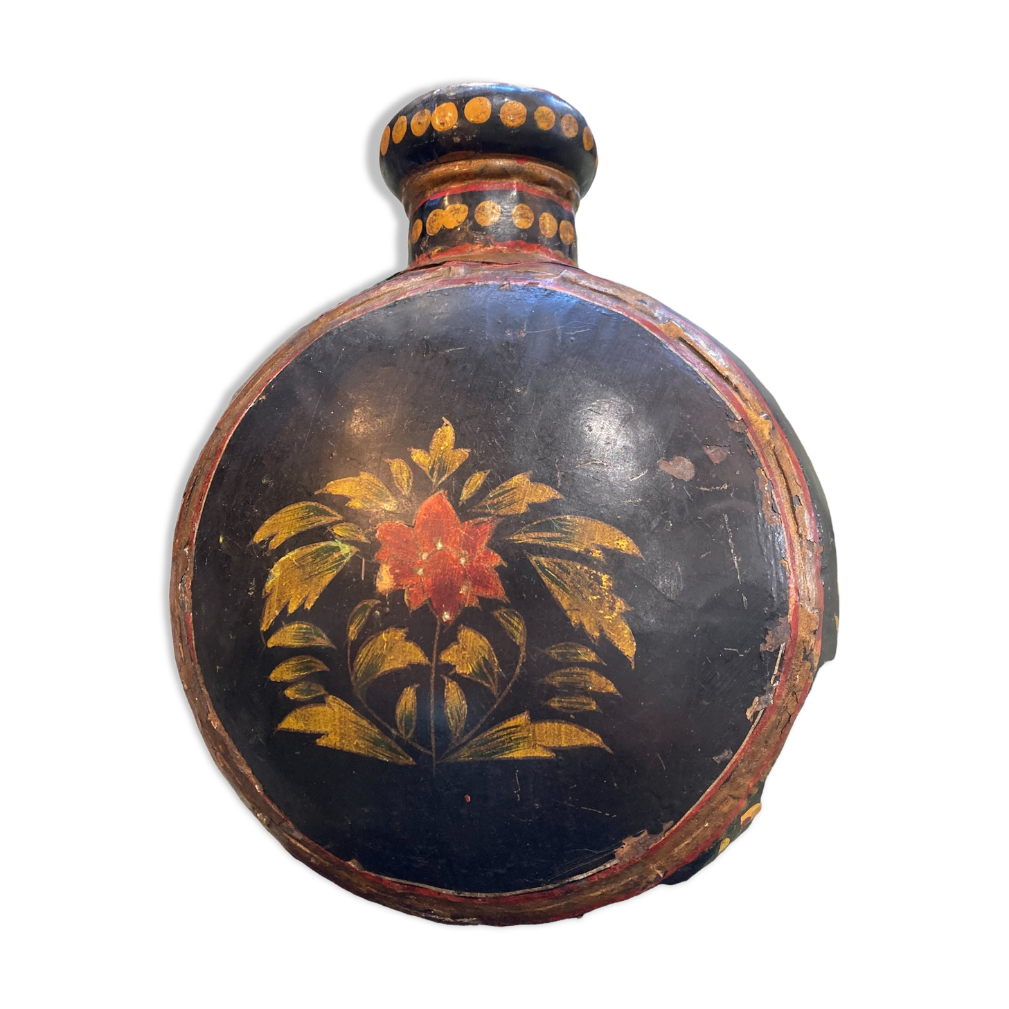 Indian painted metal jar