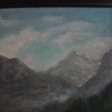 Hand painted painting, oil on fiberboard, signed, Czechoslovakia, 1960's.