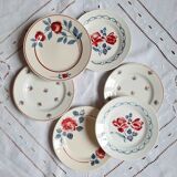 Old mismatched earthenware dessert plates