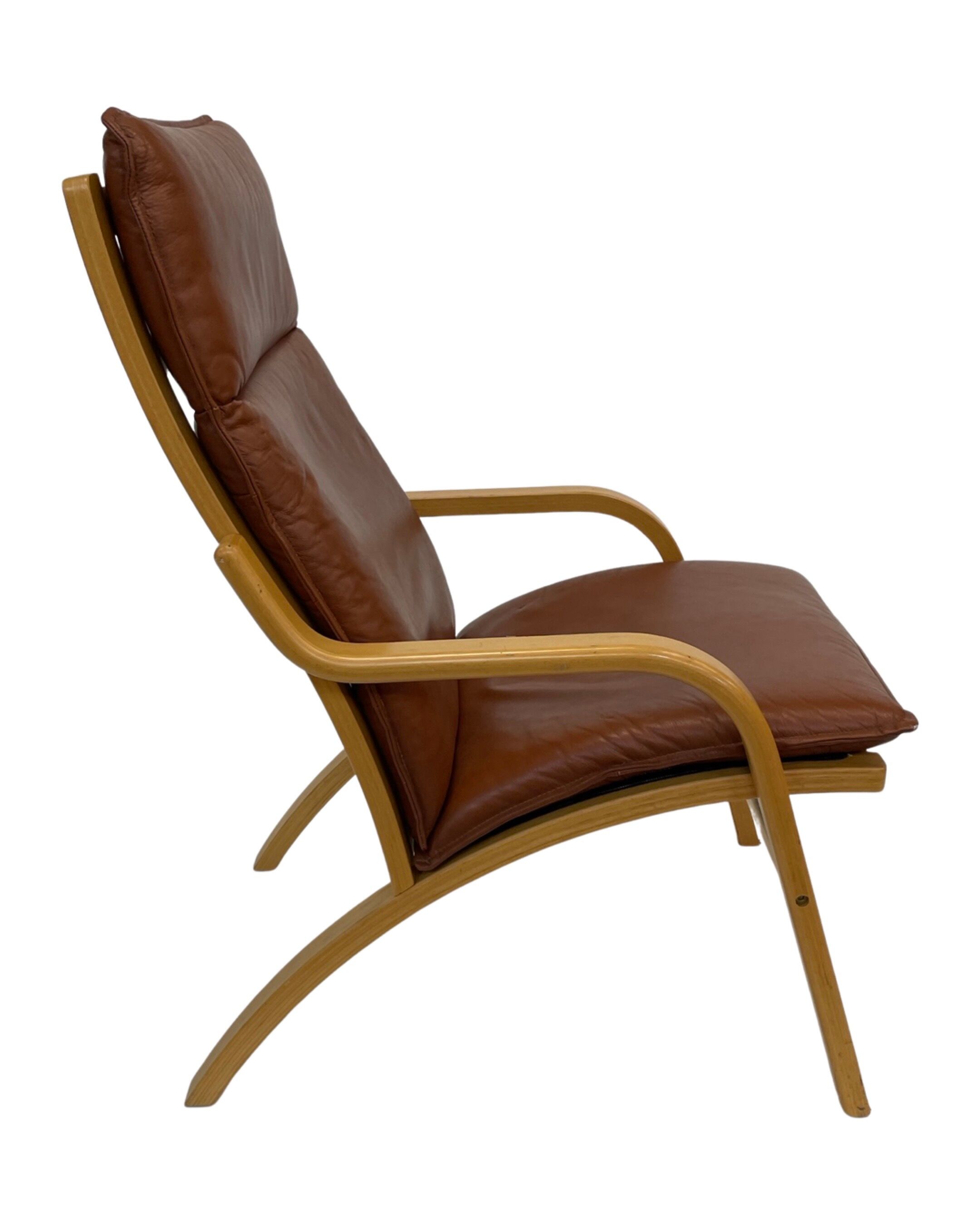 Vintage Danish armchair cognac leather by Stouby