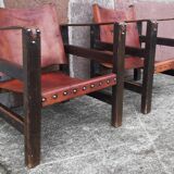 Pair of safari-style armchairs, 1930s