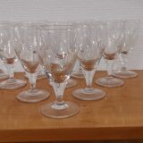 Old very fine stemmed glasses in chiseled crystal from the 50s