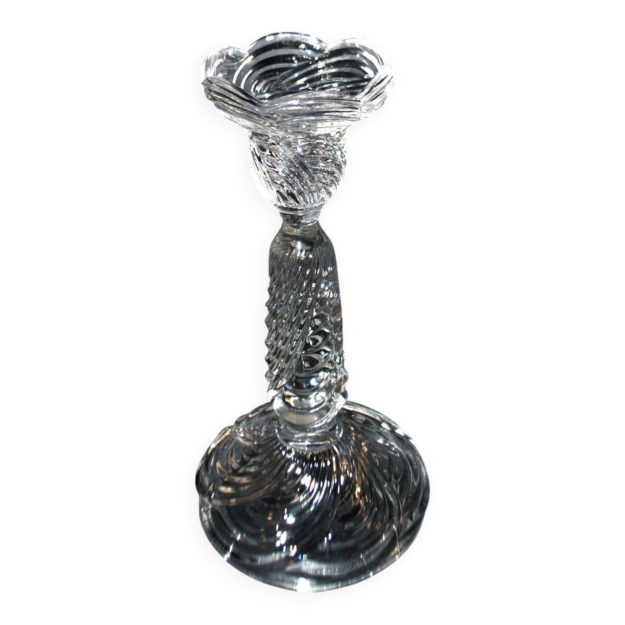 Portieux candlestick draped in moulded glass h22cm