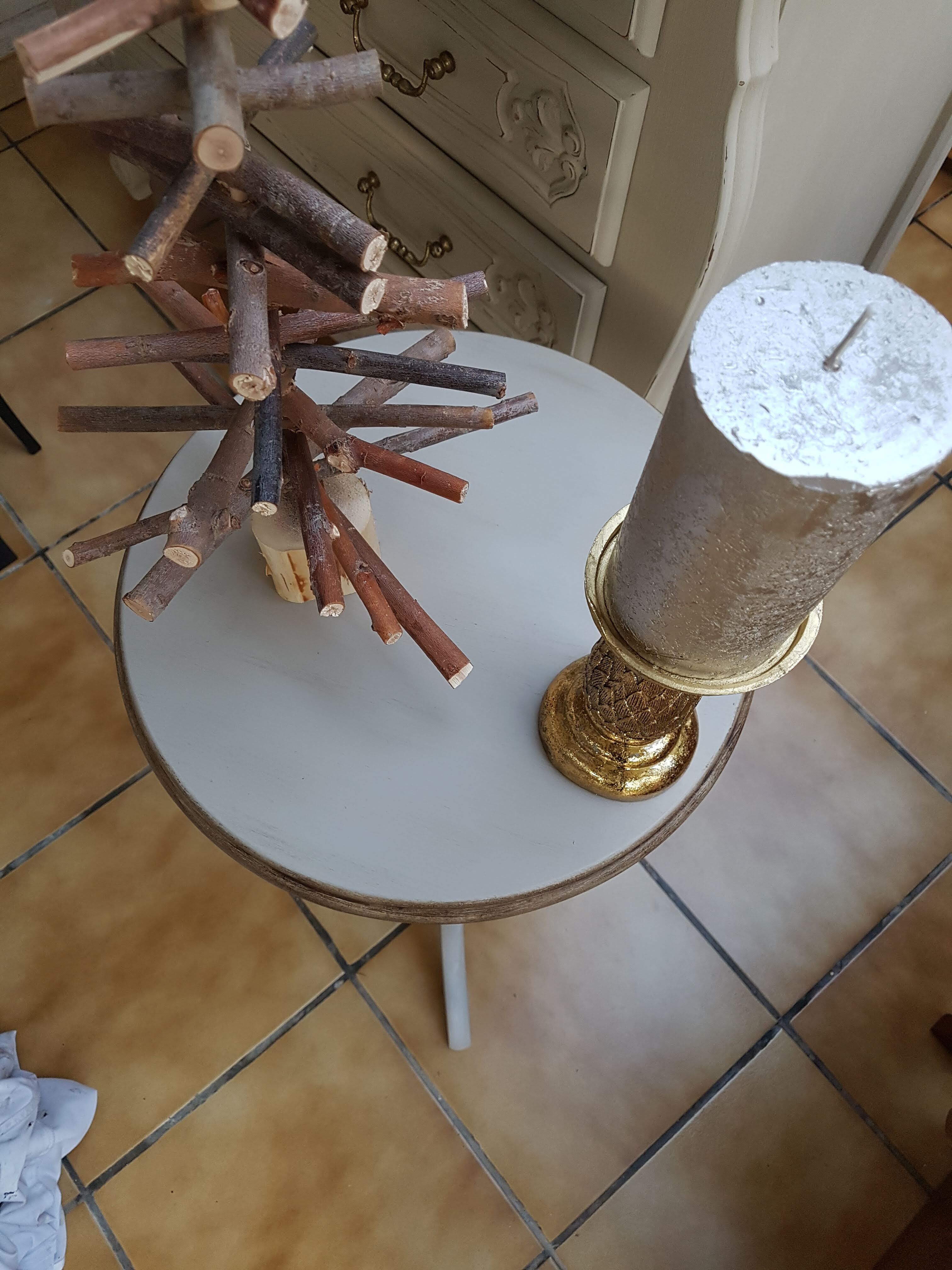 Guéridon console bois vintage