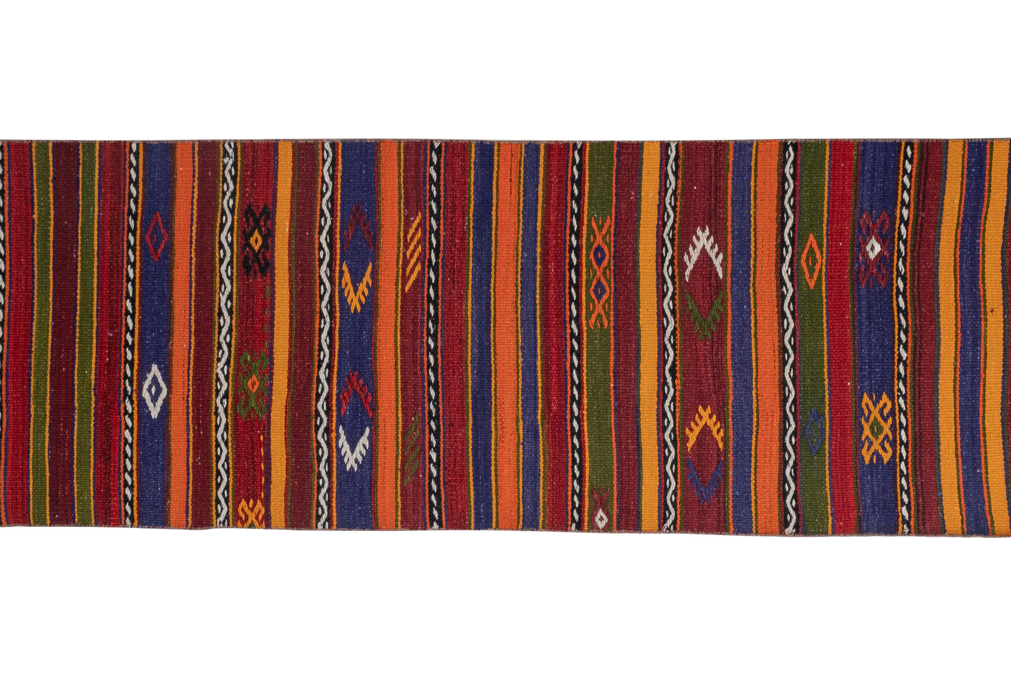 Striped turkish kilim runner rug 66 x 281 cm