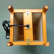 Tarogo Shoji living room lamp in wood and bamboo reeds Japan 80s