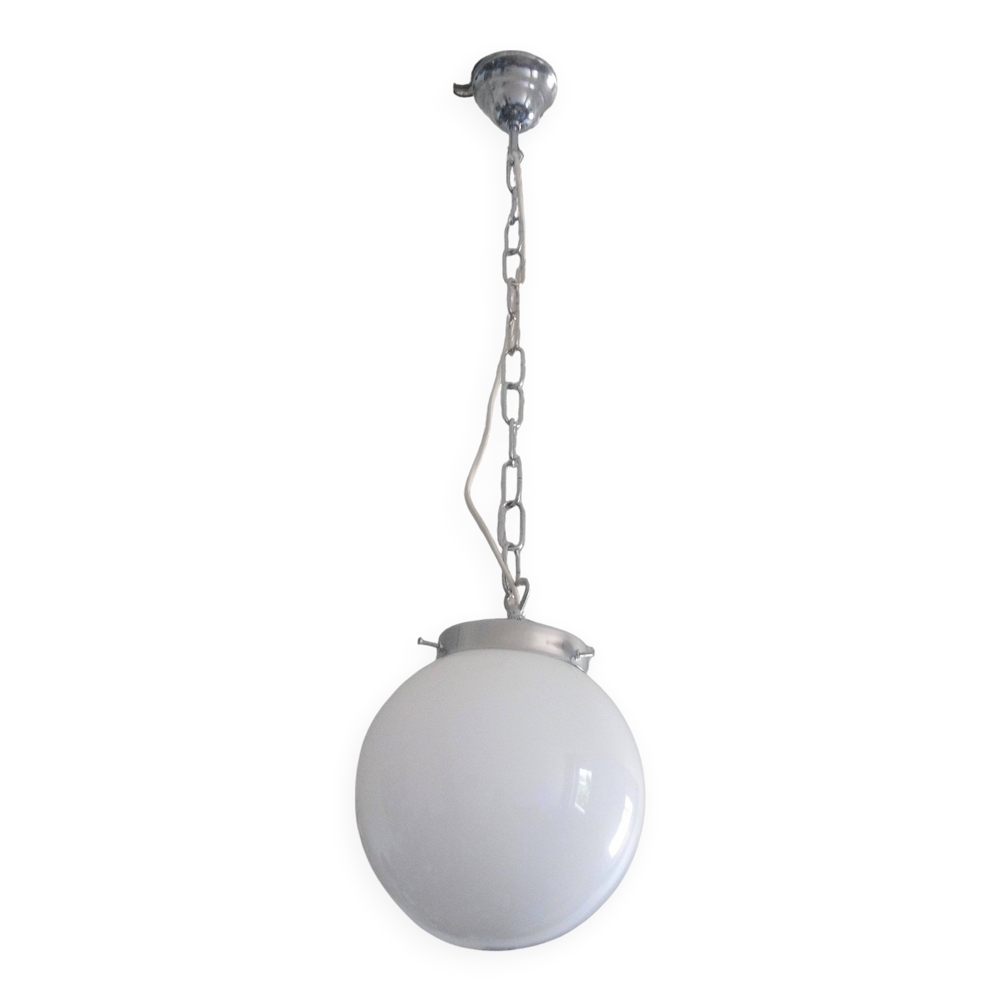 White opaline globe bistro pendant light