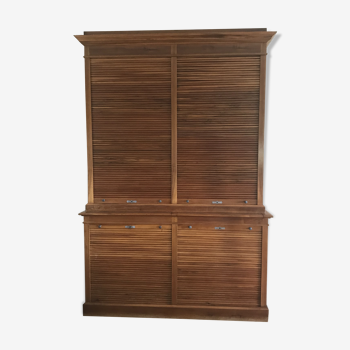 Chestnut cabinet with curtains