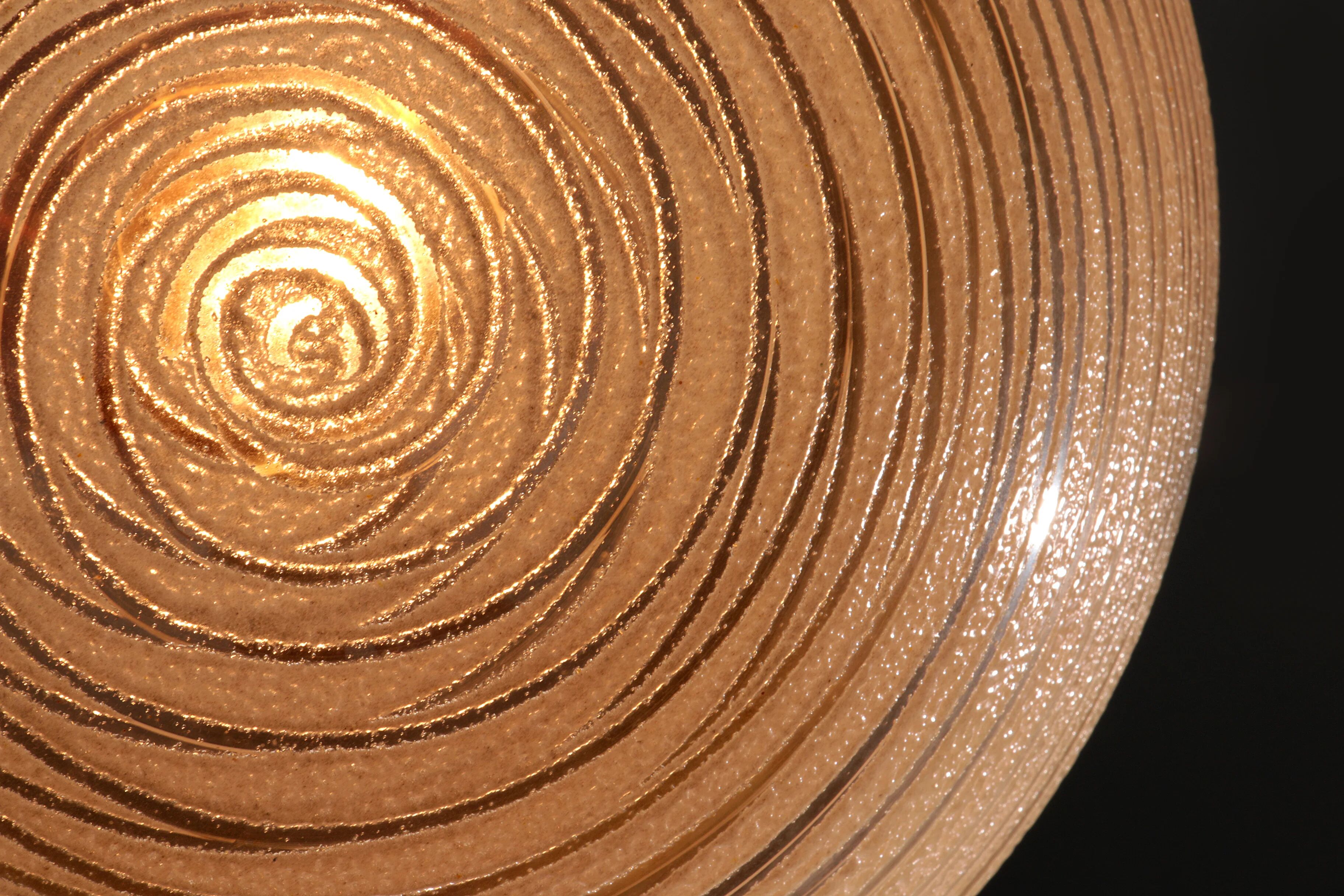 Glashütte Limburg hanging lamp amber glass, 1960s