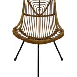 Tripod Rattan easy chair by Dirk van Sliedregt Rohe Noordwolde 1960 in the Netherlands
