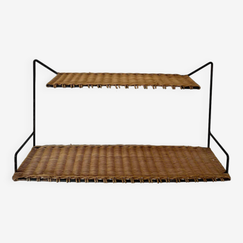 Raoul Guys rattan wall shelf 1950