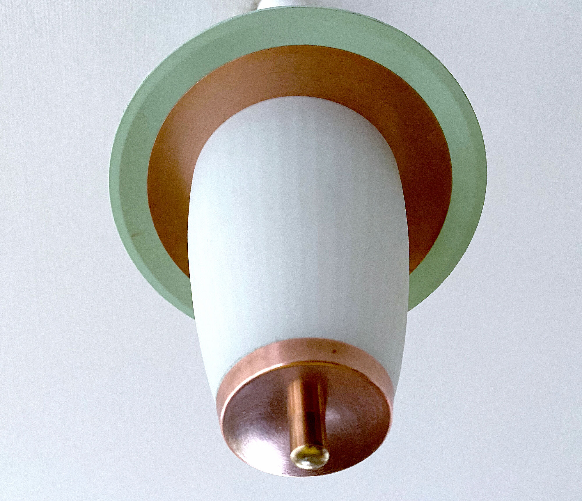Vintage pendant lamp 50 years, opaline copper green