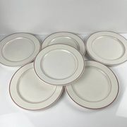 Set of 6 flat plates Villeroy & Boch, burgundy/purple rim, 20th century.