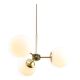 Mid-Century Modern Italian Chandelier in Brass and Opaline Glass, 1960s