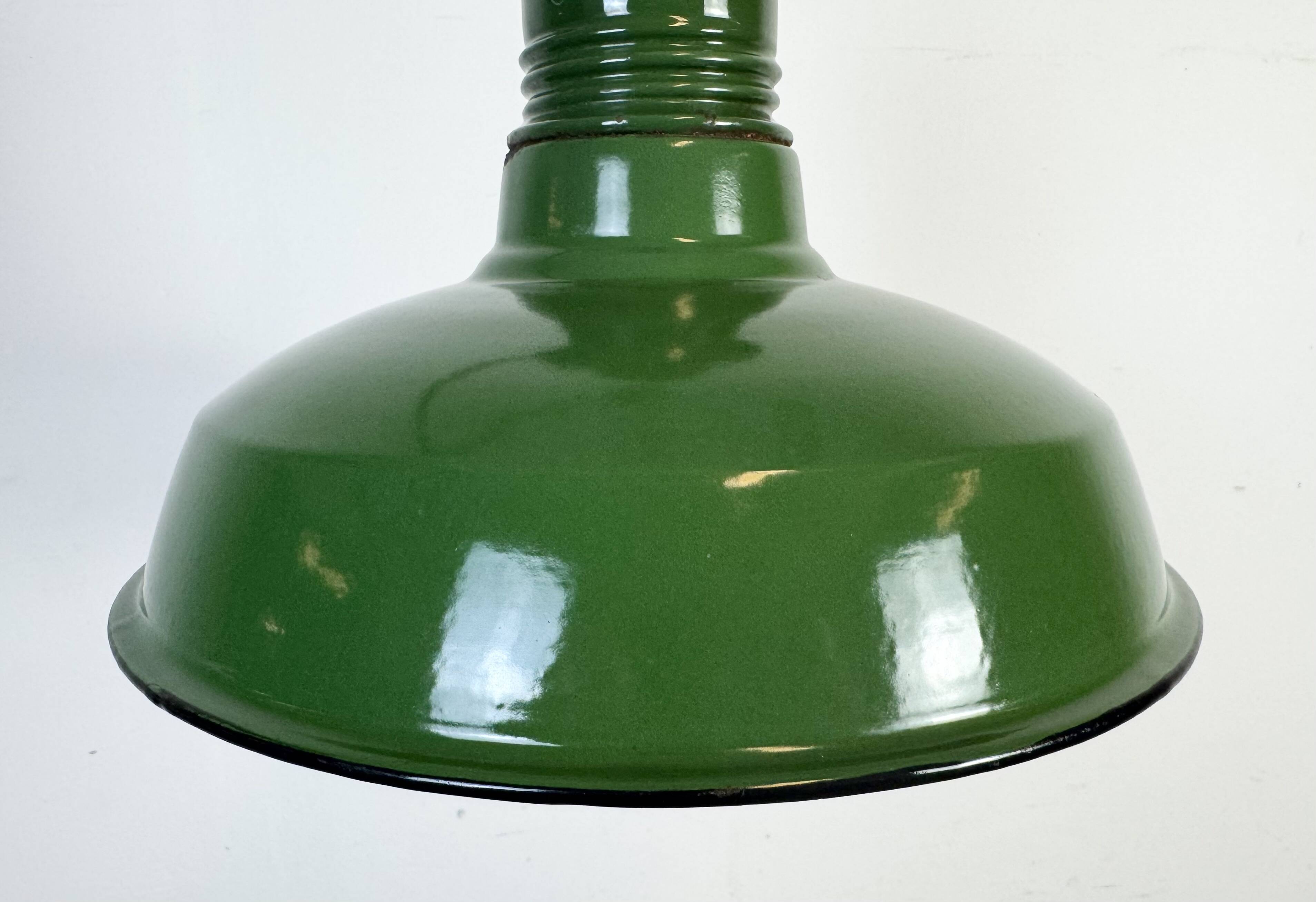 Industrial Green Enamel Factory Pendant Lamp, 1960s