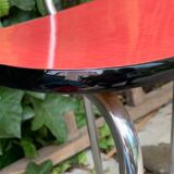 Red Formica chair and stool