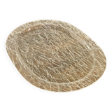 Large oval tray in crumpled plexiglass, France 1970's