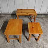 Nest of tables, pine, 1980s.