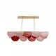 Italian Murano Glass and Brass Modular Linear Chandelier in Pink and Red