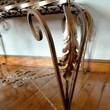 Table basse en fer forgé et bois