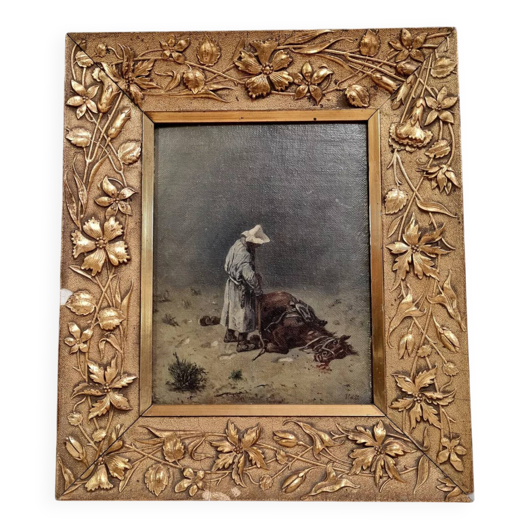 After Gustave Vidal: orientalist painting oil on wood panel