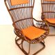 Italian Designer Mid Century Bamboo Armchairs, Set Of 4pcs.