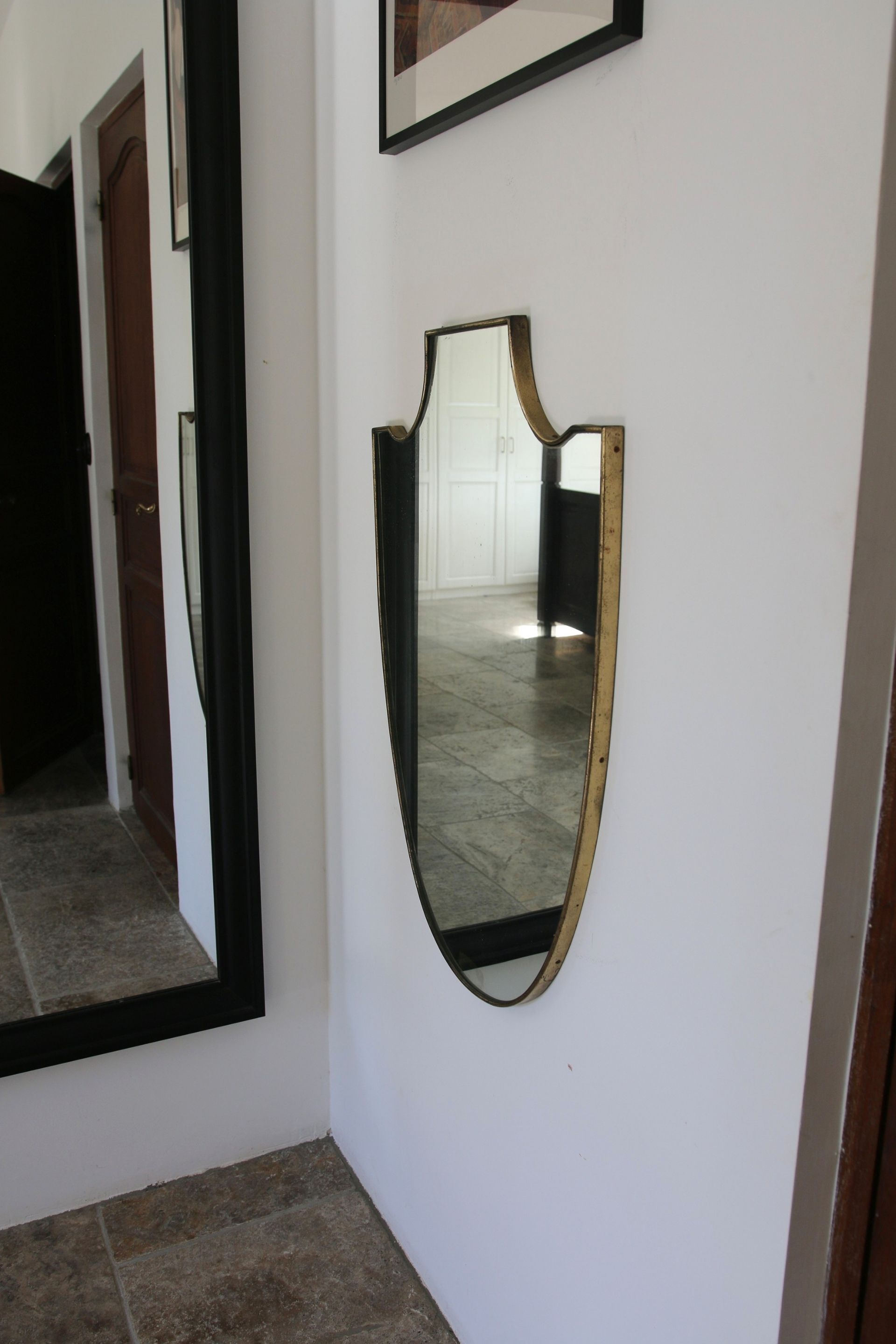 Brass mirror Italian crest Mid-Century, 1950-60