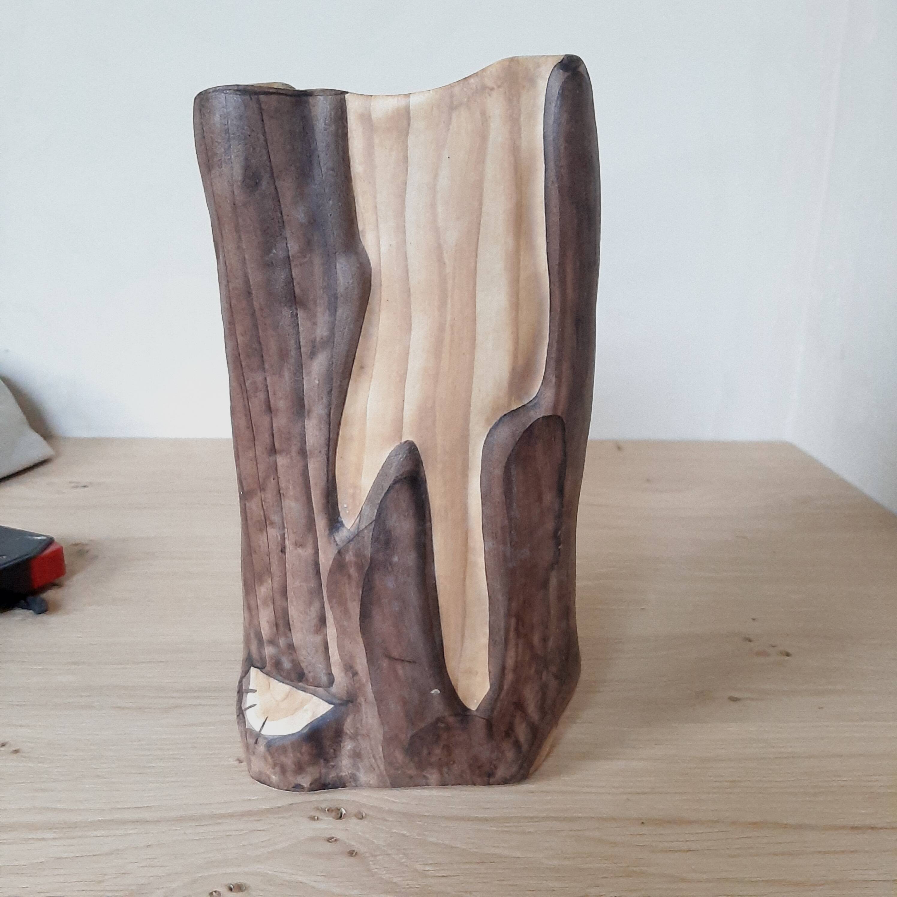 Vase Imitation Bois Mat Vintage