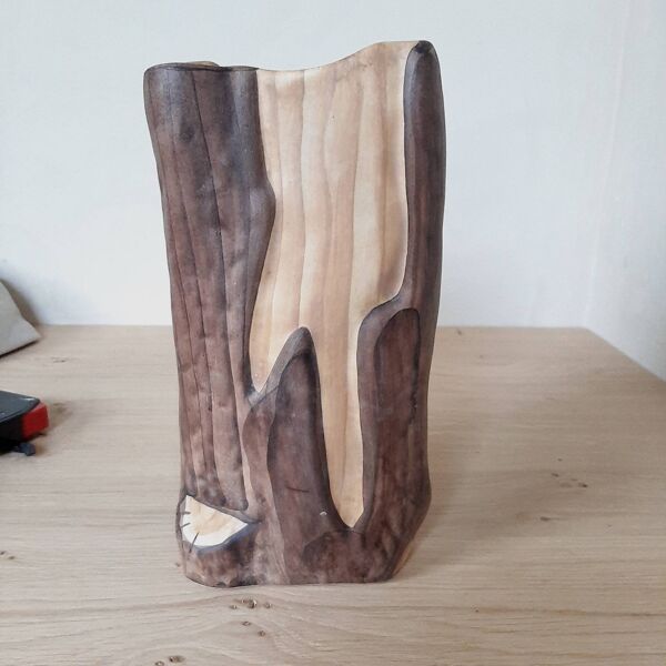 Vase Imitation Bois Mat Vintage